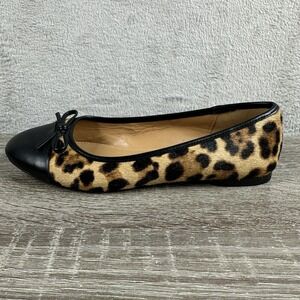 J.Crew Cap Toe Ballet Flats Calf Hair Animal Print Women's Size 6